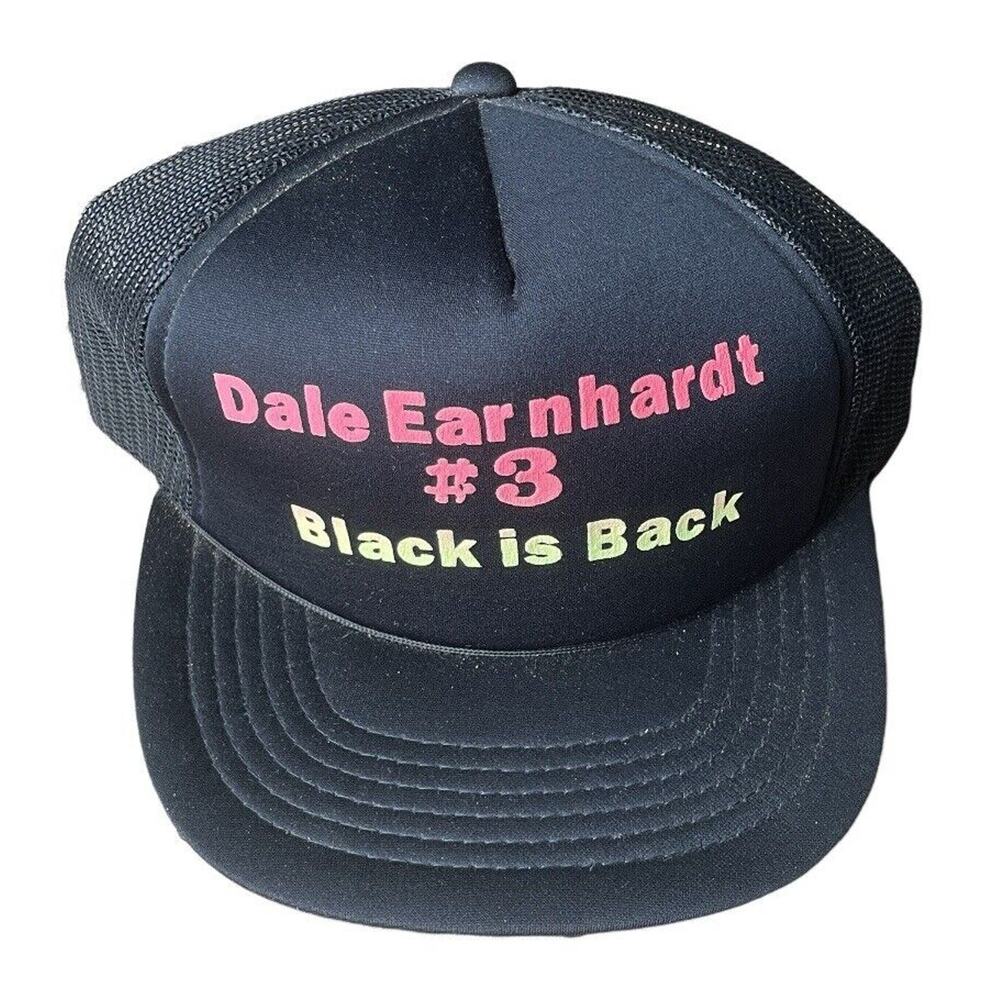 Dale Earnhardt Sr. #3 Black Is Back Trucker Hat Cap NASCAR 80s Men NEW